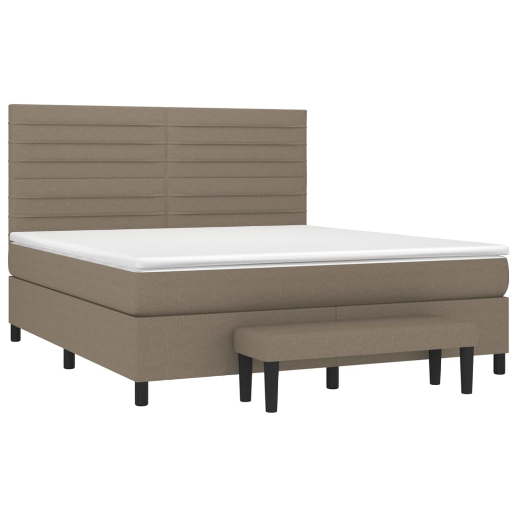 vidaXL Κρεβάτι Boxspring με Στρώμα Taupe 180x200 εκ. Υφασμάτινο