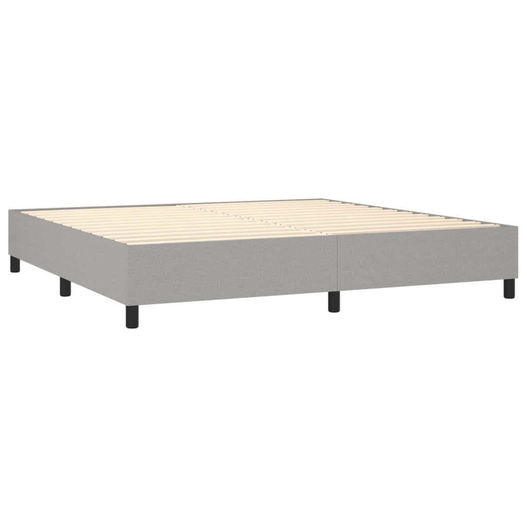 vidaXL Κρεβάτι Boxspring με Στρώμα Ανοιχτό Γκρι 200x200 εκ. Υφασμάτινο