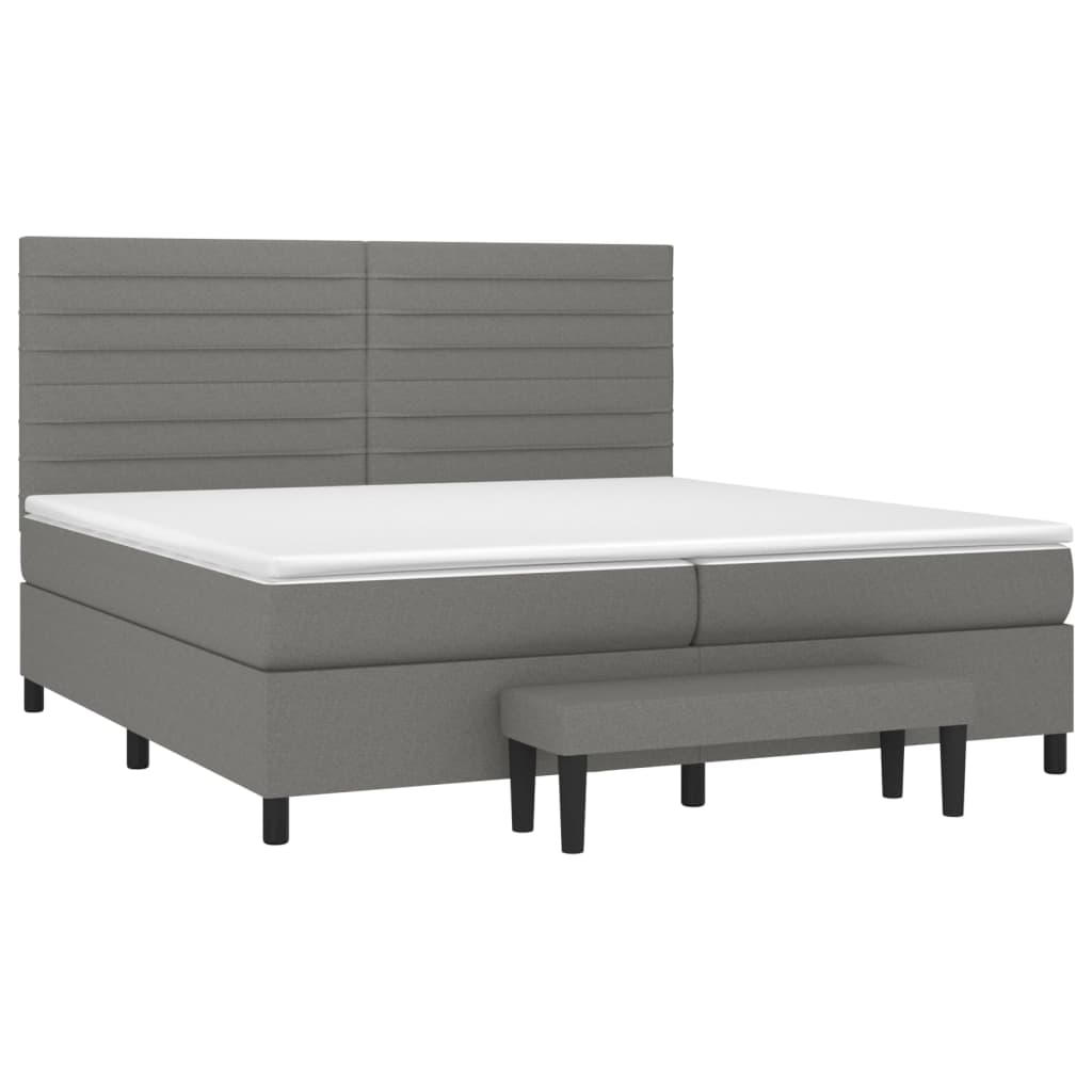vidaXL Κρεβάτι Boxspring με Στρώμα Σκούρο Γκρι 200x200 εκ. Υφασμάτινο