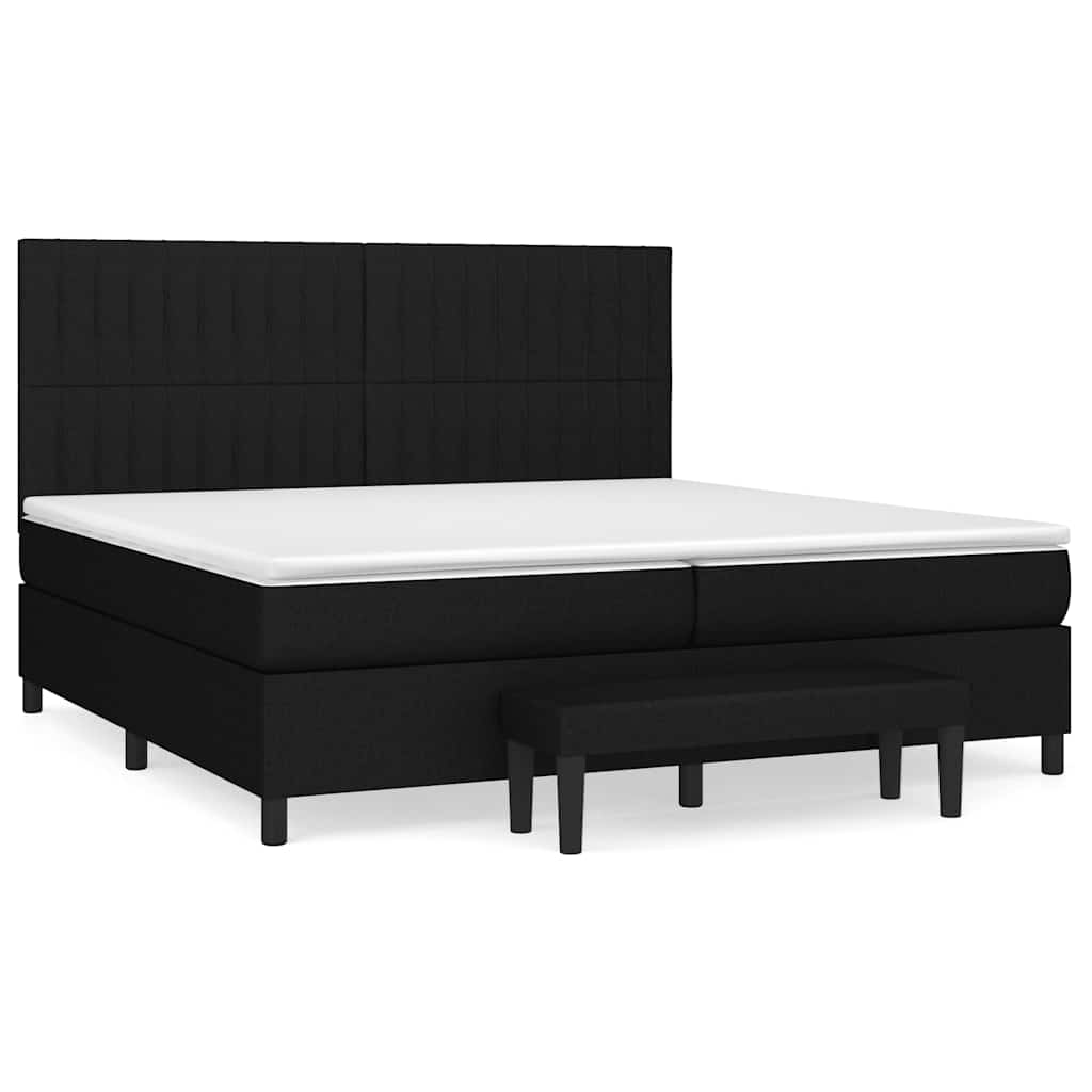 vidaXL Κρεβάτι Boxspring με Στρώμα Μαύρο 200x200 εκ. Υφασμάτινο