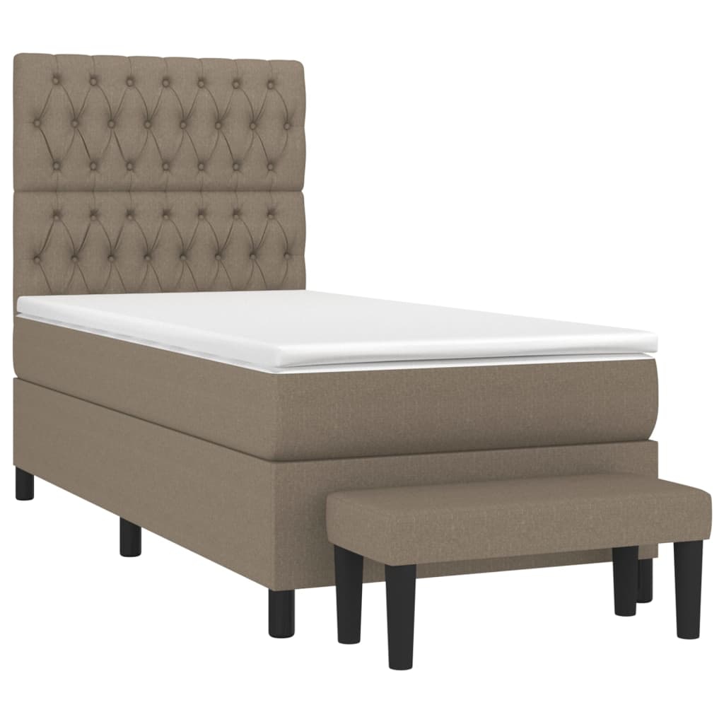vidaXL Κρεβάτι Boxspring με Στρώμα Taupe 100 x 200 εκ. Υφασμάτινο