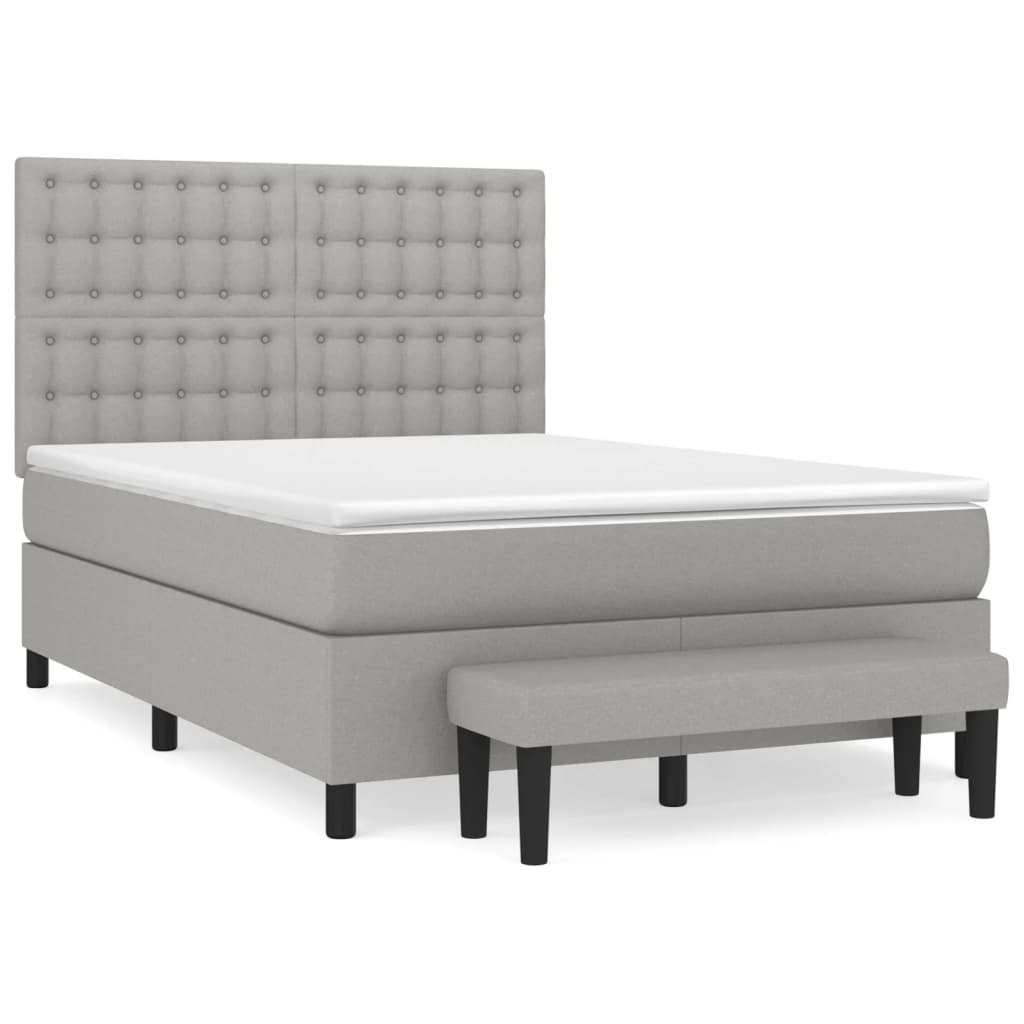 vidaXL Κρεβάτι Boxspring με Στρώμα Ανοιχτό Γκρι 140x190 εκ. Υφασμάτινο