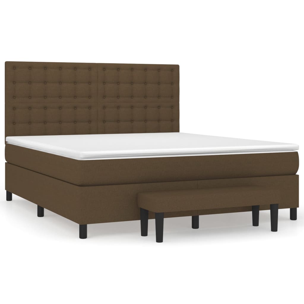 vidaXL Κρεβάτι Boxspring με Στρώμα Σκούρο Καφέ 160x200 εκ Υφασμάτινο