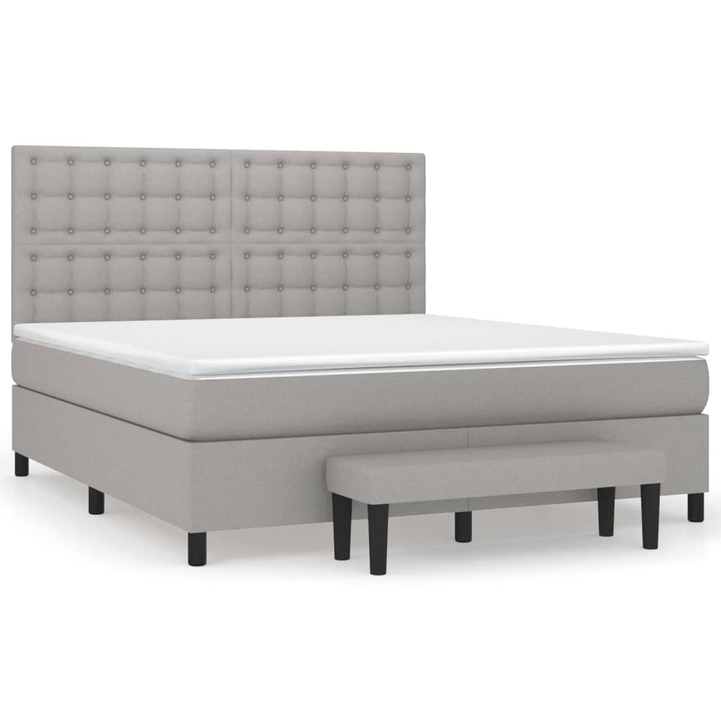 vidaXL Κρεβάτι Boxspring με Στρώμα Ανοιχτό Γκρι 180x200 εκ. Υφασμάτινο
