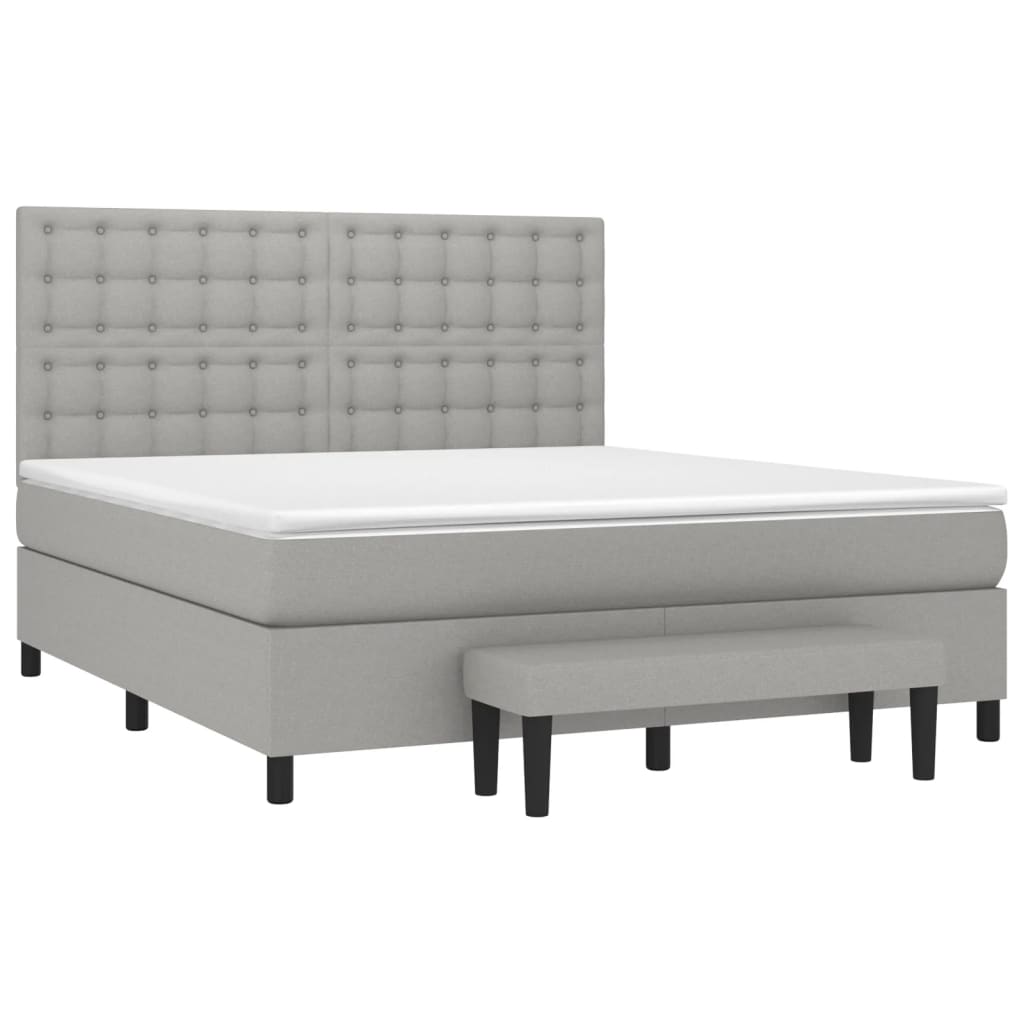 vidaXL Κρεβάτι Boxspring με Στρώμα Ανοιχτό Γκρι 180x200 εκ. Υφασμάτινο