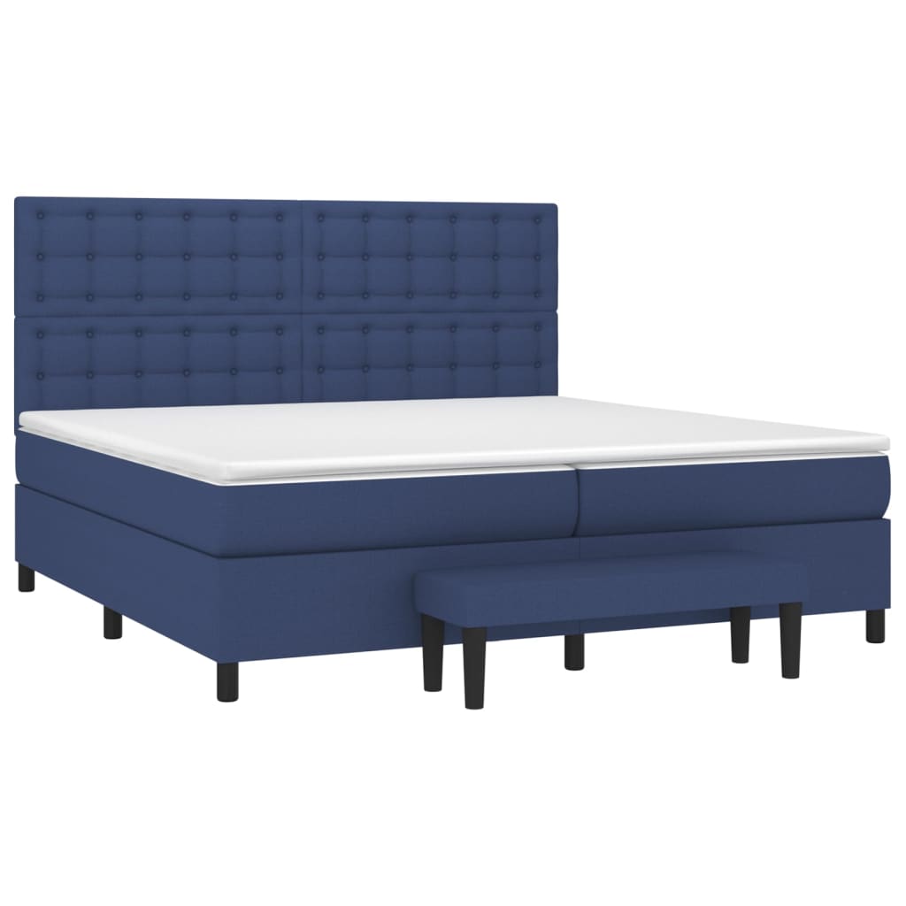 vidaXL Κρεβάτι Boxspring με Στρώμα Μπλε 200x200 εκ. Υφασμάτινο
