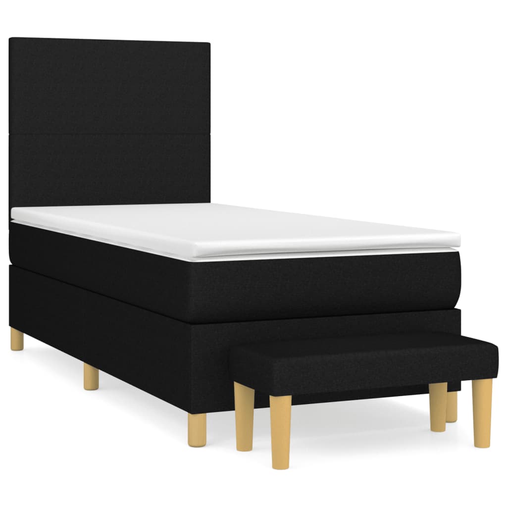 vidaXL Κρεβάτι Boxspring με Στρώμα Μαύρο 80 x 200 εκ. Υφασμάτινο