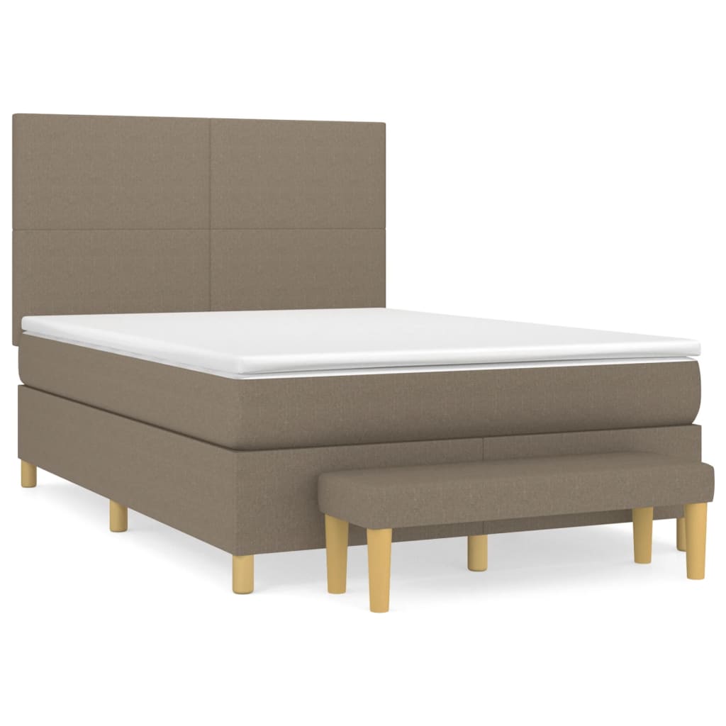 vidaXL Κρεβάτι Boxspring με Στρώμα Taupe 140x200 εκ. Υφασμάτινο