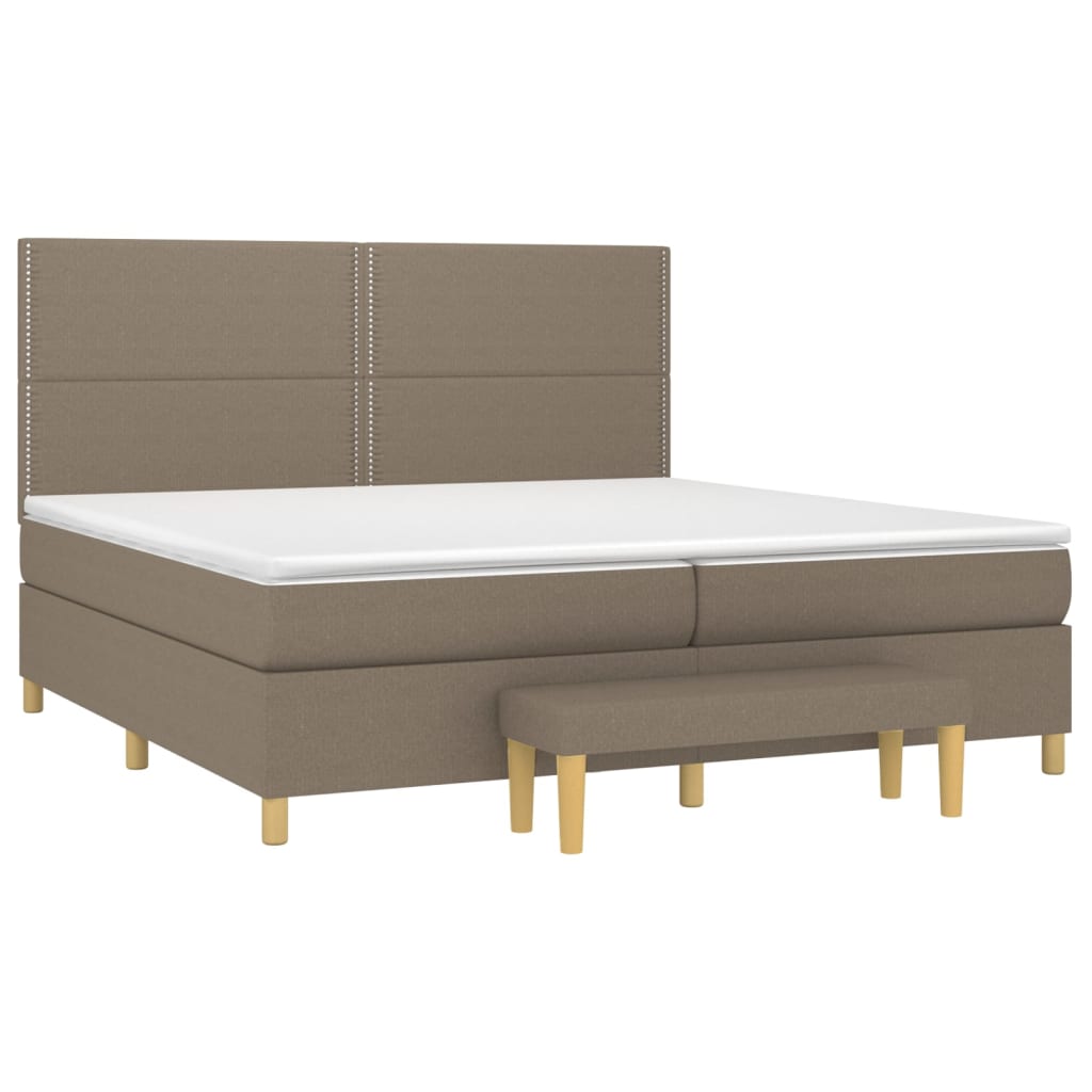 vidaXL Κρεβάτι Boxspring με Στρώμα Taupe 200x200 εκ. Υφασμάτινο