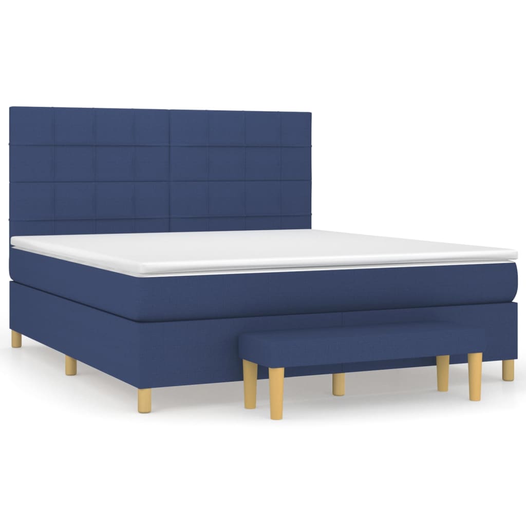 vidaXL Κρεβάτι Boxspring με Στρώμα Μπλε 180x200 εκ. Υφασμάτινο