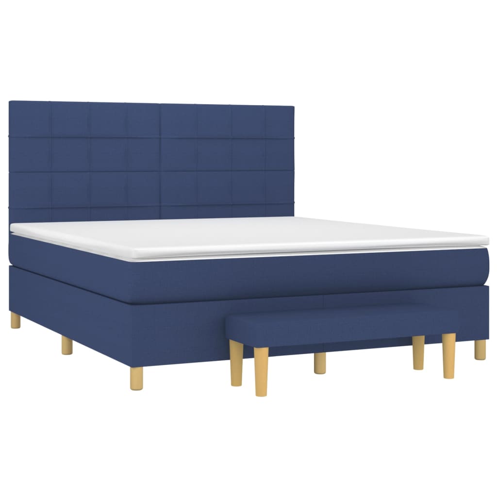 vidaXL Κρεβάτι Boxspring με Στρώμα Μπλε 180x200 εκ. Υφασμάτινο