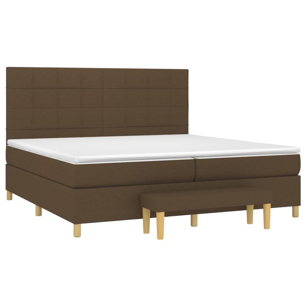 vidaXL Κρεβάτι Boxspring με Στρώμα Σκούρο Καφέ 200x200 εκ. Υφασμάτινο
