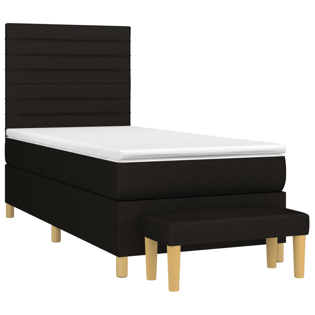 vidaXL Κρεβάτι Boxspring με Στρώμα Μαύρο 90x200 εκ. Υφασμάτινο