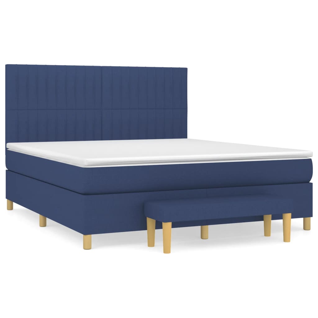 vidaXL Κρεβάτι Boxspring με Στρώμα Μπλε 180x200 εκ. Υφασμάτινο