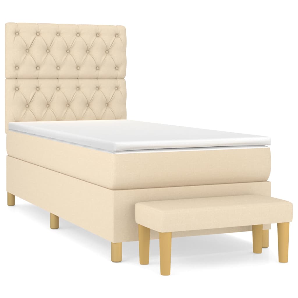 vidaXL Κρεβάτι Boxspring με Στρώμα Κρεμ 80 x 200 εκ. Υφασμάτινο