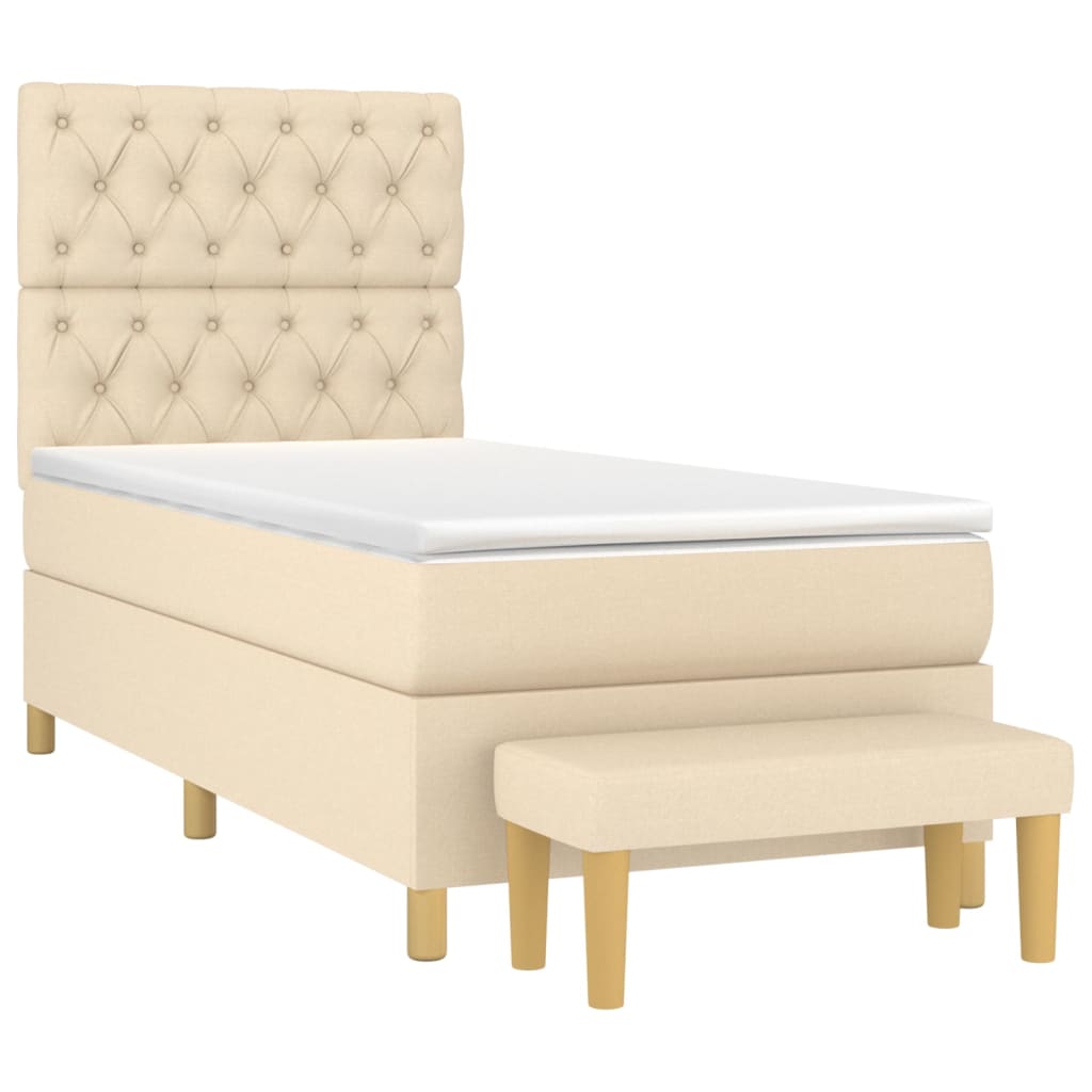 vidaXL Κρεβάτι Boxspring με Στρώμα Κρεμ 80 x 200 εκ. Υφασμάτινο