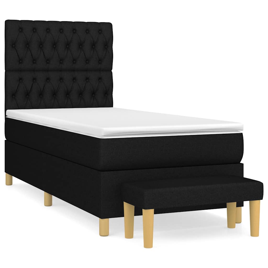 vidaXL Κρεβάτι Boxspring με Στρώμα Μαύρο 100 x 200 εκ. Υφασμάτινο