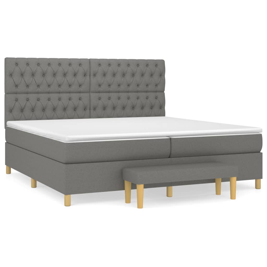 vidaXL Κρεβάτι Boxspring με Στρώμα Σκούρο Γκρι 200x200 εκ. Υφασμάτινο