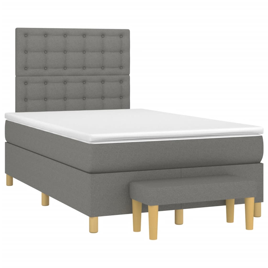 vidaXL Κρεβάτι Boxspring με Στρώμα Σκούρο Γκρι 120x200 εκ. Υφασμάτινο