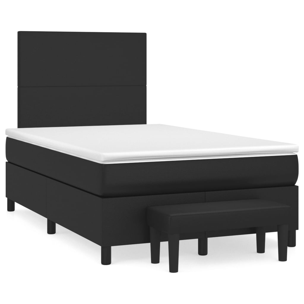 vidaXL Κρεβάτι Boxspring με Στρώμα Μαύρο 120 x 200 εκ. Συνθετικό Δέρμα