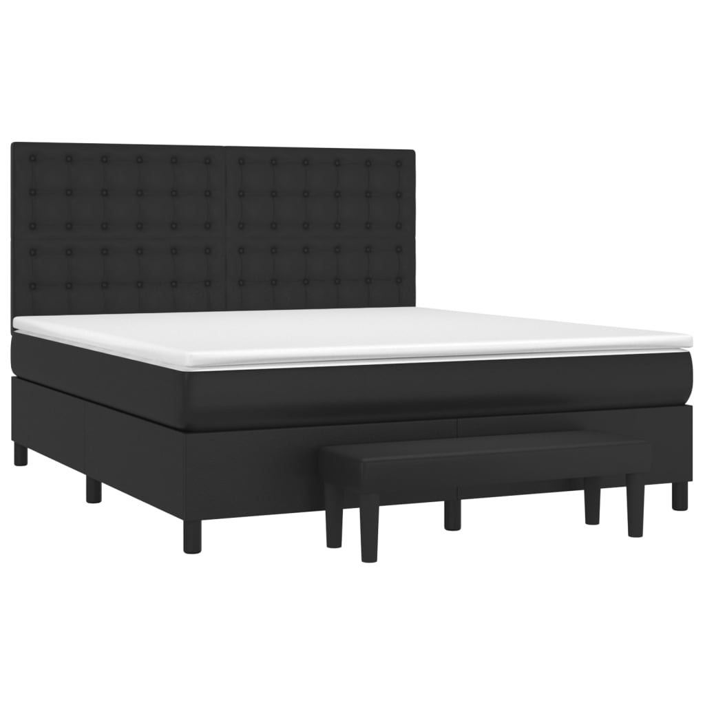 vidaXL Κρεβάτι Boxspring με Στρώμα Μαύρο 160x200εκ.από Συνθετικό Δέρμα