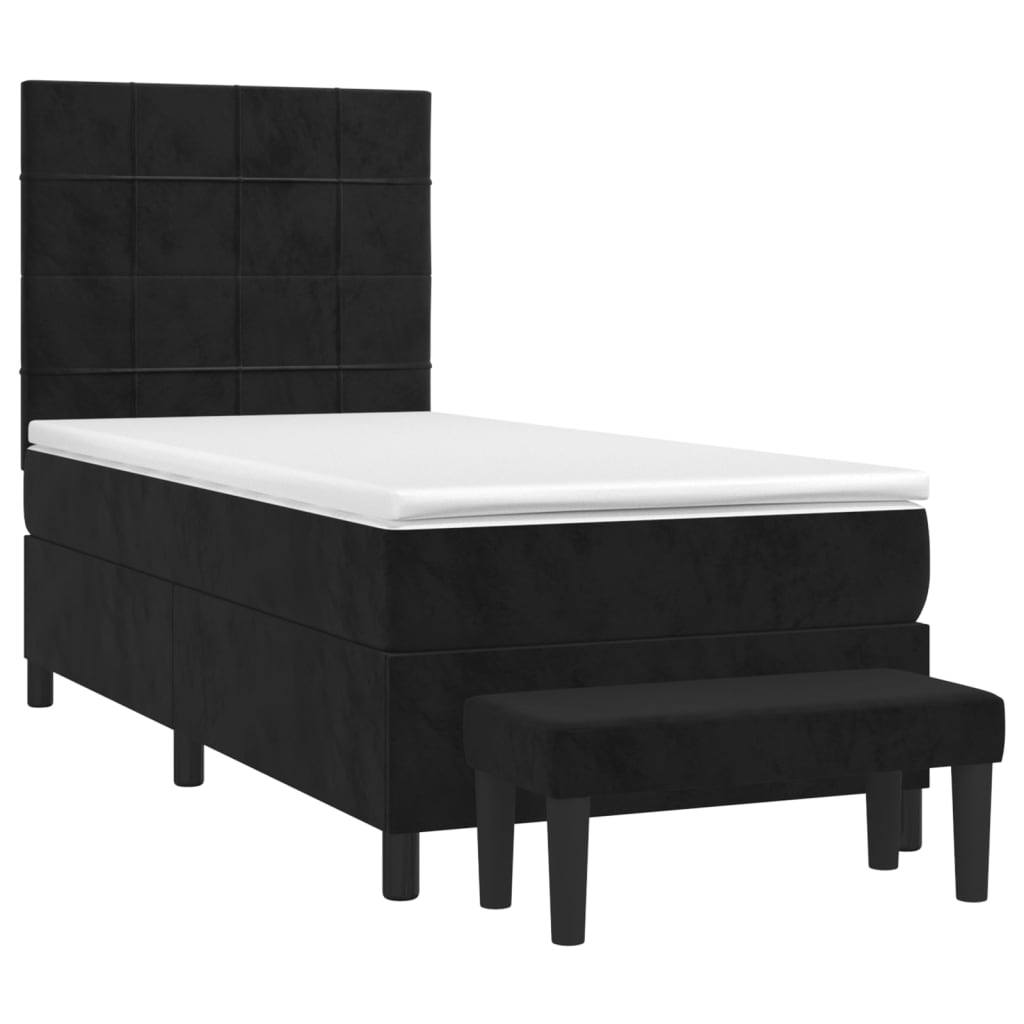 vidaXL Κρεβάτι Boxspring με Στρώμα Μαύρο 80 x 200 εκ. Βελούδινο