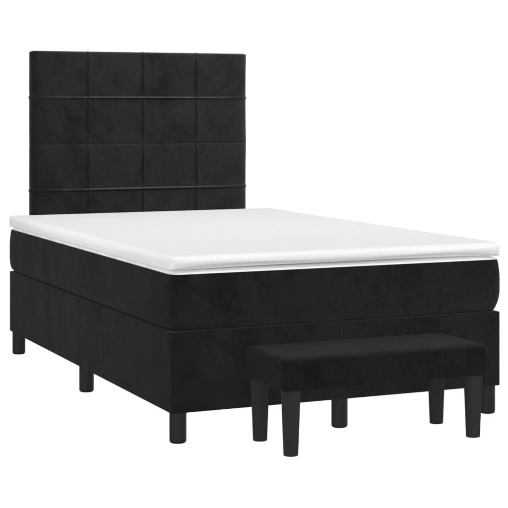 vidaXL Κρεβάτι Boxspring με Στρώμα Μαύρο 120 x 200 εκ. Βελούδινο