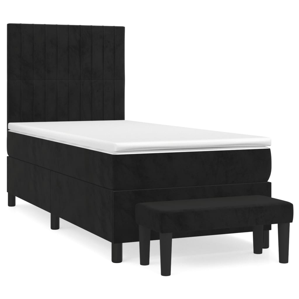 vidaXL Κρεβάτι Boxspring με Στρώμα Μαύρο 80 x 200 εκ. Βελούδινο