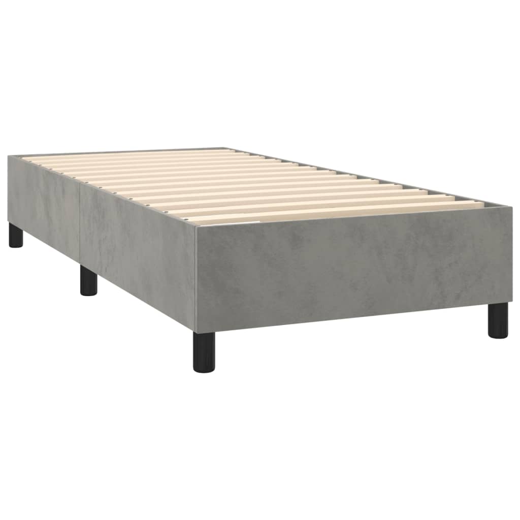 vidaXL Κρεβάτι Boxspring με Στρώμα Ανοιχτό Γκρι 90x190 εκ. Βελούδινο