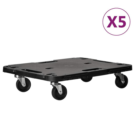 vidaXL Τρόλεϊ Μεταφοράς 5 Τεμ. Μαύρα 58 x 38 x 12 εκ. Πολυπροπυλένιο