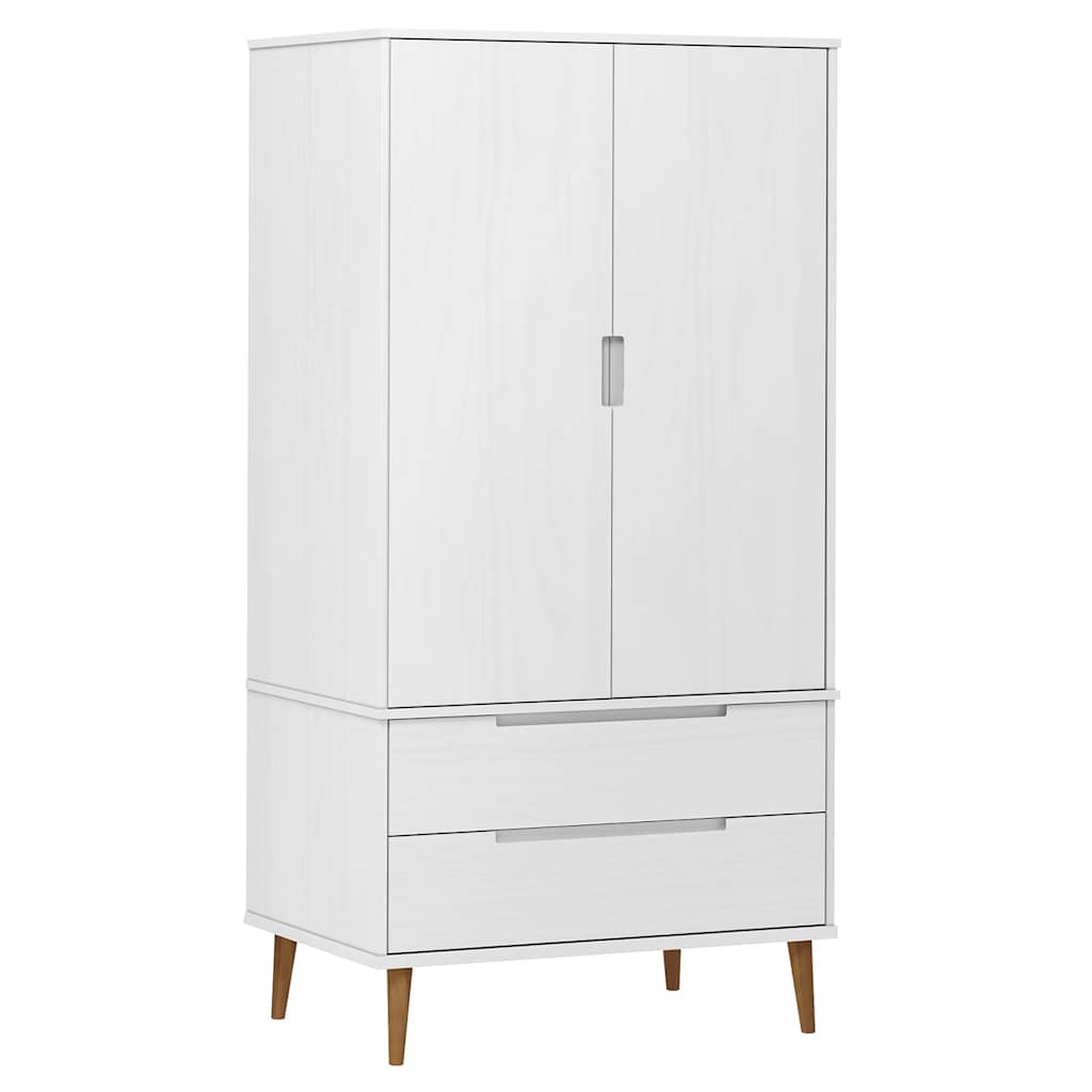 vidaXL Ντουλάπα MOLDE Λευκή 90x55x175 εκ. από Μασίφ Ξύλο Πεύκου