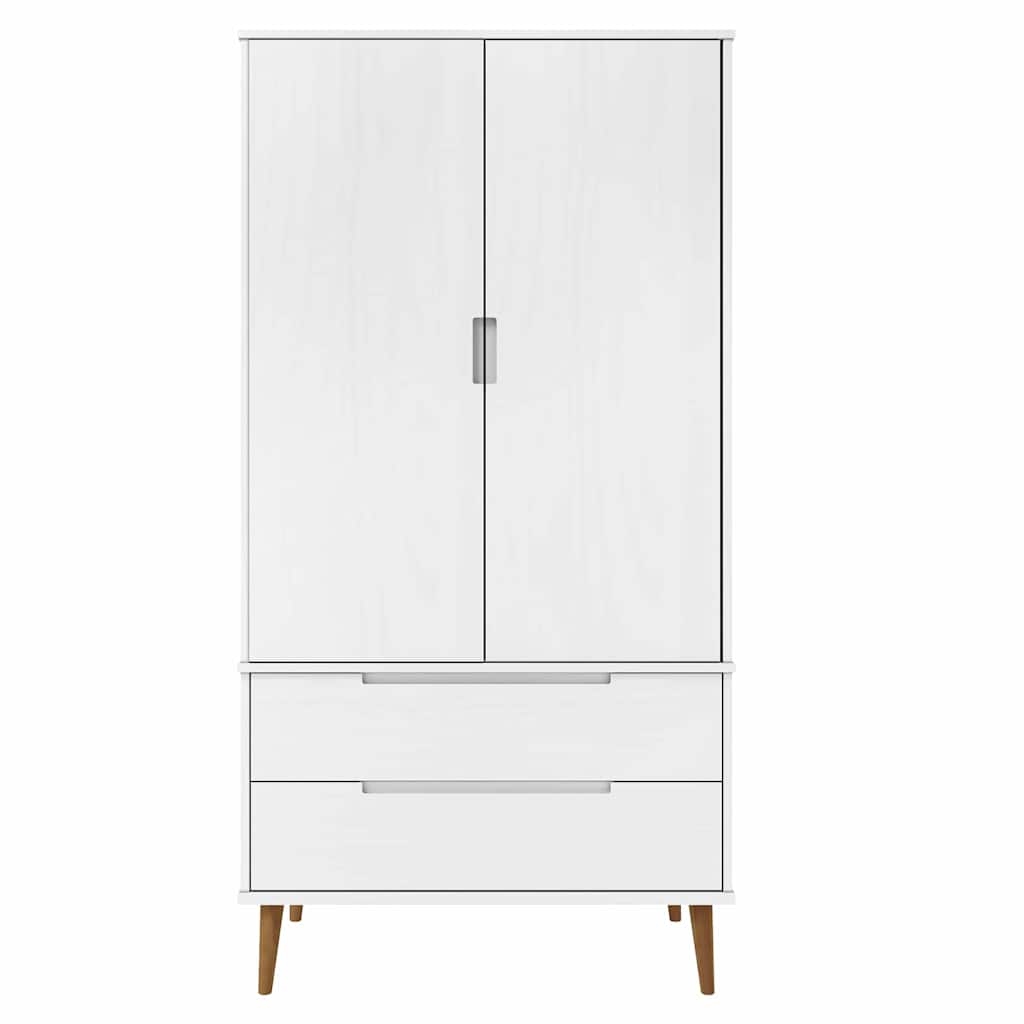 vidaXL Ντουλάπα MOLDE Λευκή 90x55x175 εκ. από Μασίφ Ξύλο Πεύκου