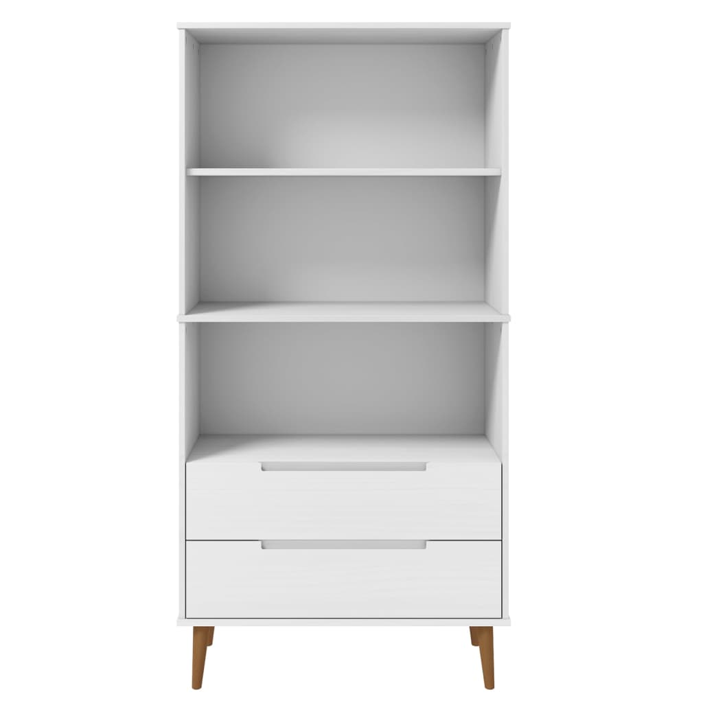 vidaXL Βιβλιοθήκη MOLDE Λευκή 85x35x170,5 εκ. από Μασίφ Ξύλο Πεύκου