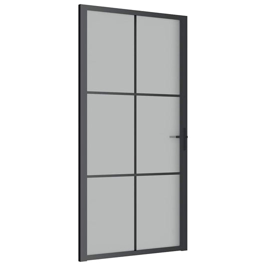 vidaXL Εσωτερική Πόρτα 102,5x201,5 εκ. Μαύρο Ματ Γυαλί και Αλουμίνιο