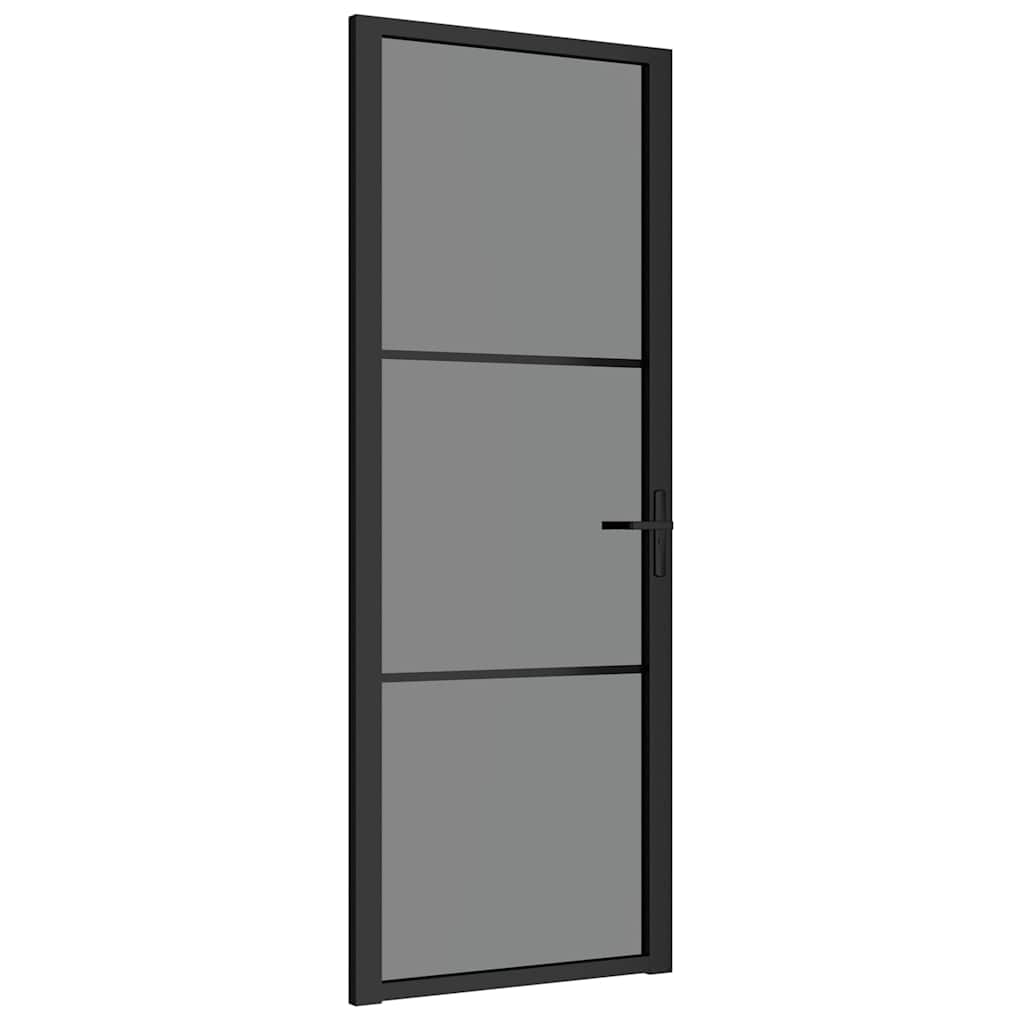 vidaXL Εσωτερική Πόρτα 76x201,5 εκ. Μαύρη ESG Γυαλί και Αλουμίνιο