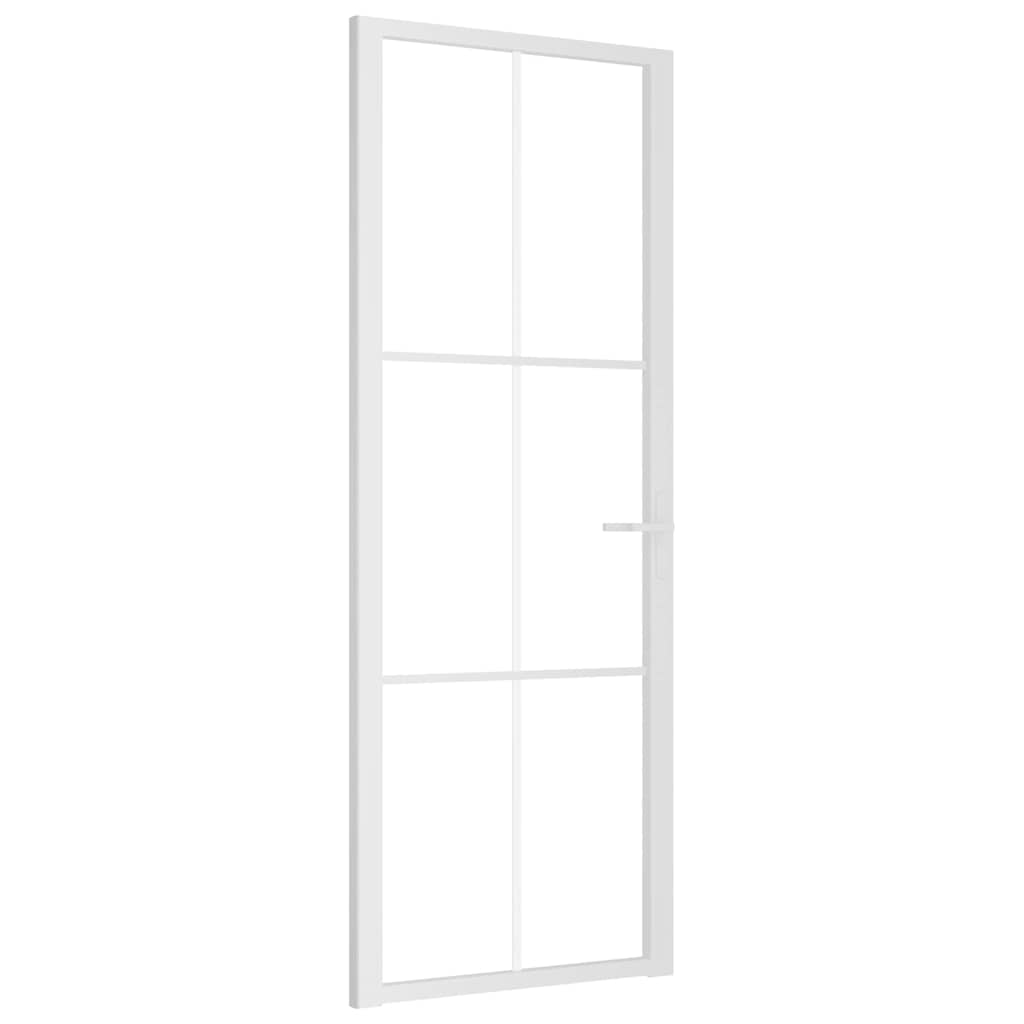 vidaXL Εσωτερική Πόρτα 76 x 201,5 εκ. Λευκό ESG Γυαλί και Αλουμίνιο