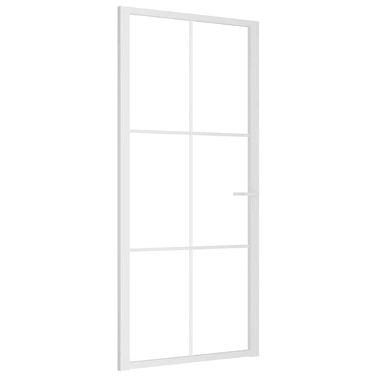 vidaXL Εσωτερική Πόρτα 93x201,5 εκ. Λευκό ESG Γυαλί και Αλουμίνιο