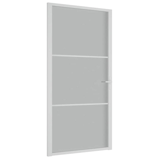 vidaXL Εσωτερική Πόρτα 102,5x201,5 εκ. Λευκή Ματ Γυαλί και Αλουμίνιο