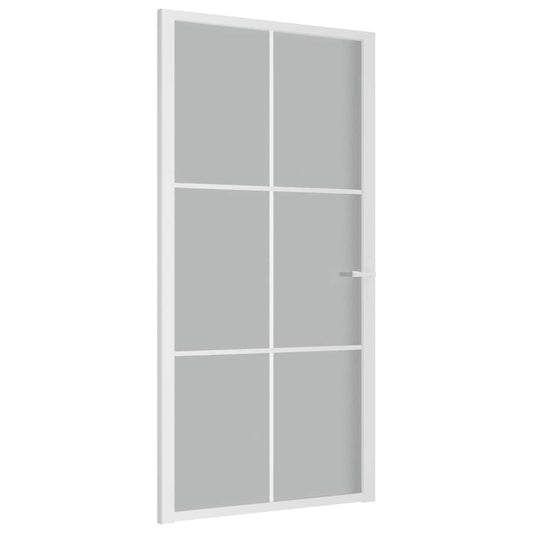 vidaXL Εσωτερική Πόρτα 102,5x201,5 εκ. Λευκή Ματ Γυαλί και Αλουμίνιο