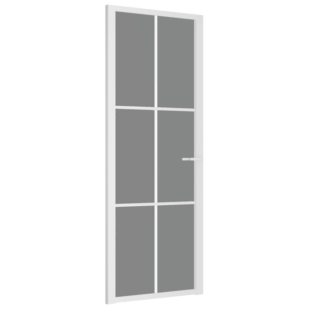 vidaXL Εσωτερική Πόρτα 76 x 201,5 εκ. Λευκό ESG Γυαλί και Αλουμίνιο