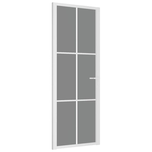 vidaXL Εσωτερική Πόρτα 76 x 201,5 εκ. Λευκό ESG Γυαλί και Αλουμίνιο
