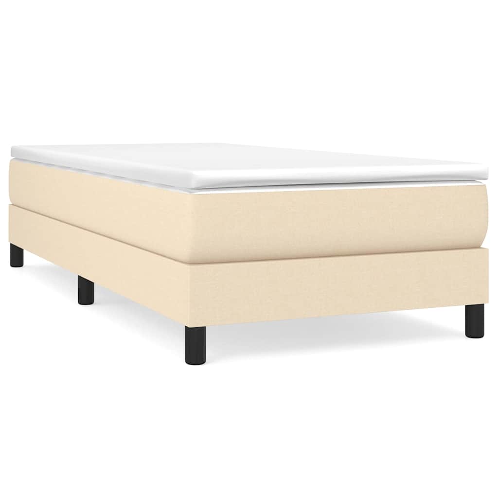 vidaXL Κρεβάτι Boxspring με Στρώμα Κρεμ 90x190 εκ.Υφασμάτινο