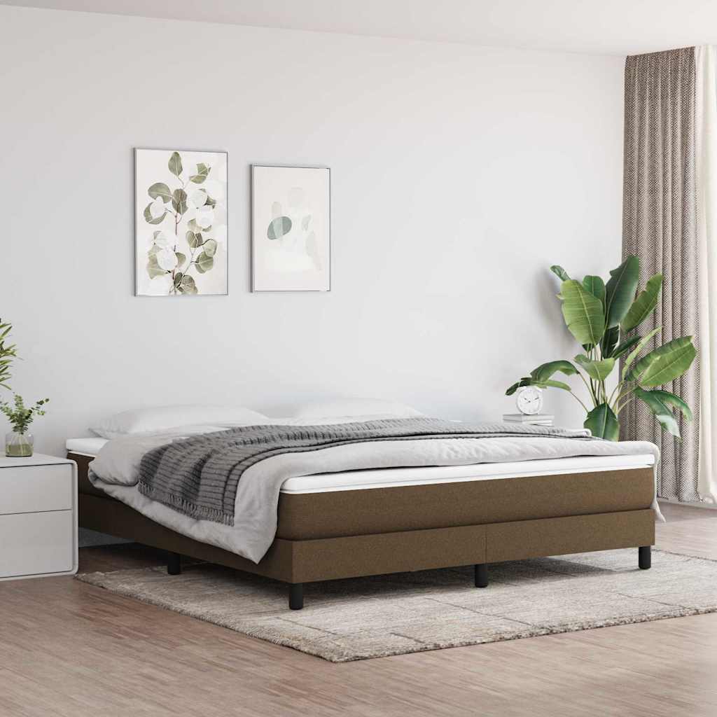 vidaXL Κρεβάτι Boxspring με Στρώμα Σκούρο Καφέ 180x200 εκ Υφασμάτινο