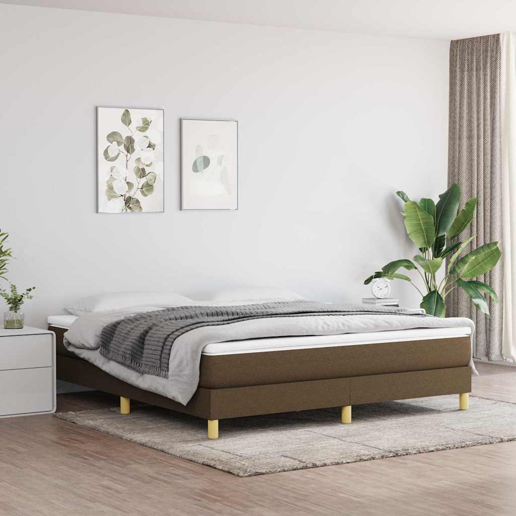 vidaXL Κρεβάτι Boxspring με Στρώμα Σκούρο Καφέ 160x200 εκ Υφασμάτινο