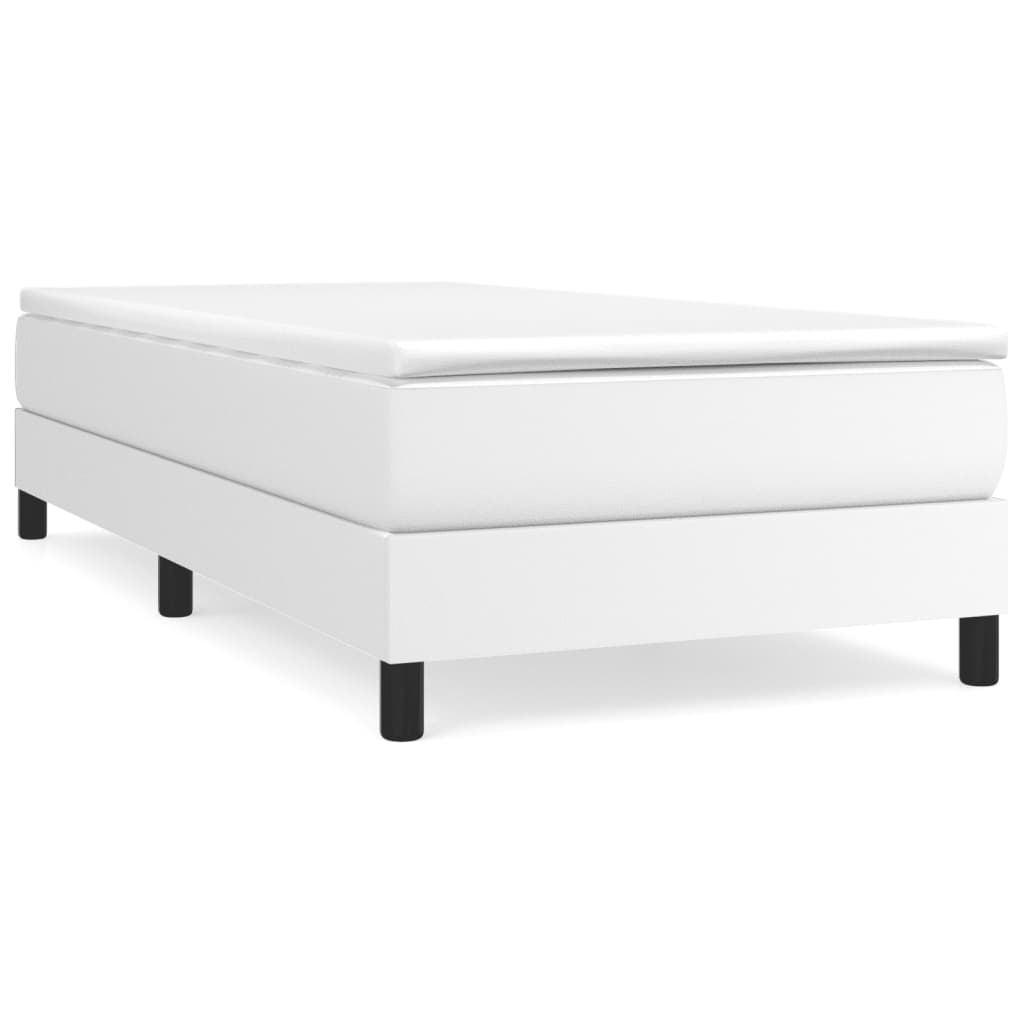 vidaXL Κρεβάτι Boxspring με Στρώμα Λευκό 80 x 200 εκ. Συνθετικό Δέρμα