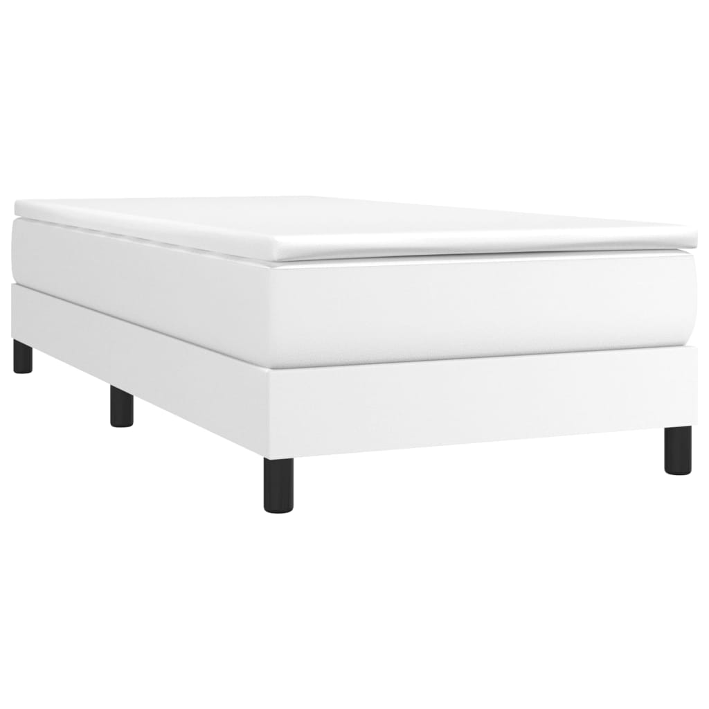 vidaXL Κρεβάτι Boxspring με Στρώμα Λευκό 90x190εκ. από Συνθετικό Δέρμα