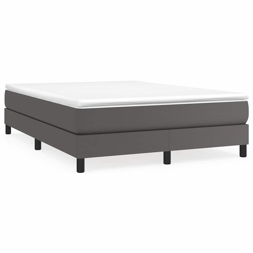 vidaXL Κρεβάτι Boxspring με Στρώμα Γκρι 140x200εκ. από Συνθετικό Δέρμα