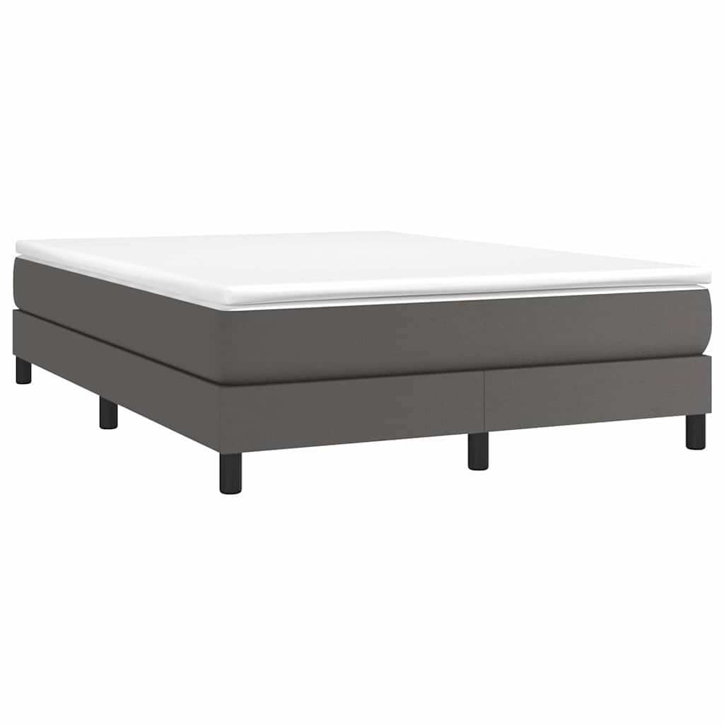 vidaXL Κρεβάτι Boxspring με Στρώμα Γκρι 140x200εκ. από Συνθετικό Δέρμα