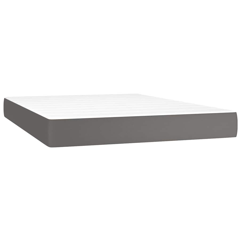 vidaXL Κρεβάτι Boxspring με Στρώμα Γκρι 140x200εκ. από Συνθετικό Δέρμα
