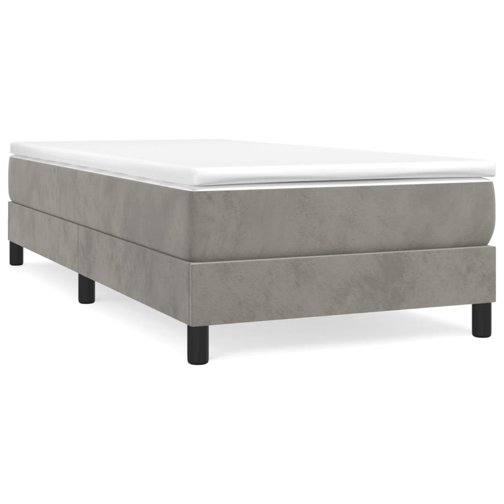 vidaXL Κρεβάτι Boxspring με Στρώμα Ανοιχτό Γκρι 80x200 εκ. Βελούδινο